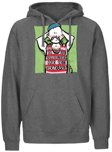 Herzrasen - Ringelpullisprüche, Ringeldinger, streifenweise, Spruch, Weisheit, Motivation, Ringelpulli, SprücheShirt, Cartoon Illustration, Brustbehaarung, Bär, Herzrasen, Statement, Handgezeichnet, Humor, Selbstironie, Streifenpulli, Spruchshirt, deutsch - Fairtrade Hoodie