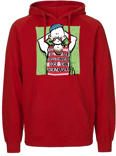 Herzrasen - Ringelpullisprüche, Ringeldinger, streifenweise, Spruch, Weisheit, Motivation, Ringelpulli, SprücheShirt, Cartoon Illustration, Brustbehaarung, Bär, Herzrasen, Statement, Handgezeichnet, Humor, Selbstironie, Streifenpulli, Spruchshirt, deutsch - Fairtrade Hoodie