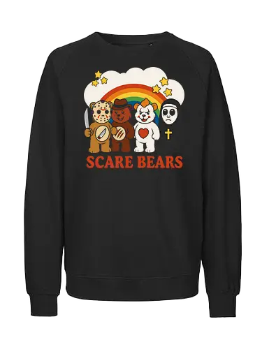Scare Bears" Horror Movie Care Bears Parody Art - Scare Bears, Care Bears parody, horror movie, Jason Voorhees, Freddy Krueger, The Nun, horror humor, mashup, spooky cute, slasher film, classic horror, scary bears, funny Halloween, pop culture, horror fan, horror art, unique gift, horror parody - Fairtrade Sweatshirt