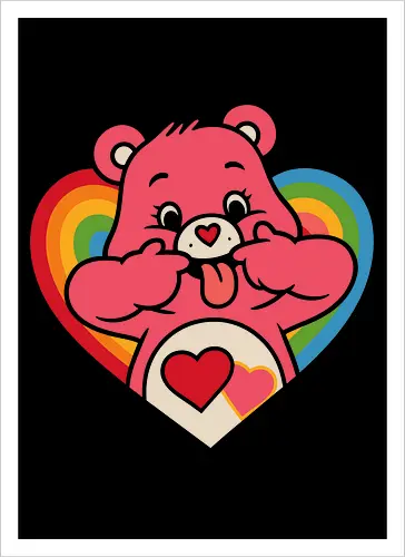 Cute Grumpy Heart  with Rainbow Heart Art Print