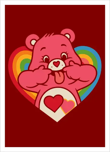 Cute Grumpy Heart  with Rainbow Heart Art Print