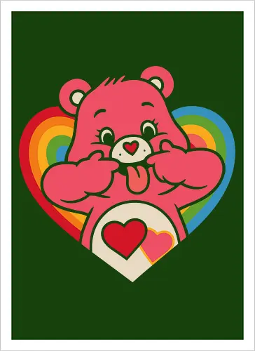 Cute Grumpy Heart  with Rainbow Heart Art Print