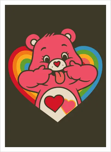 Cute Grumpy Heart  with Rainbow Heart Art Print