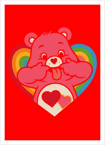 Cute Grumpy Heart  with Rainbow Heart Art Print