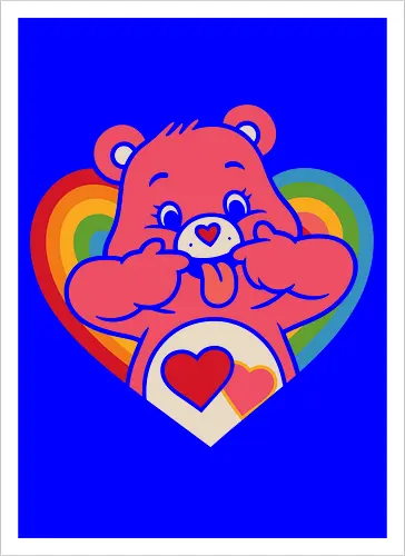 Cute Grumpy Heart  with Rainbow Heart Art Print