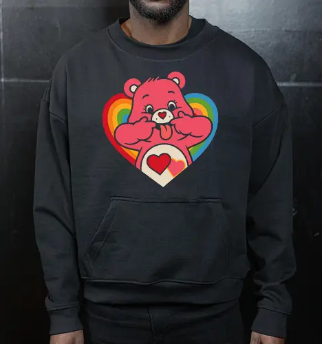 Cute Grumpy Heart  with Rainbow Heart Art Print