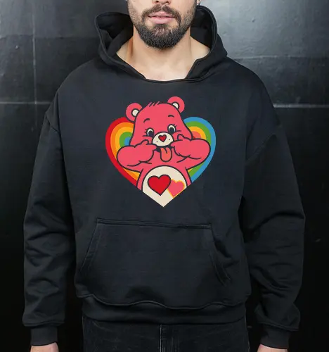 Cute Grumpy Heart  with Rainbow Heart Art Print