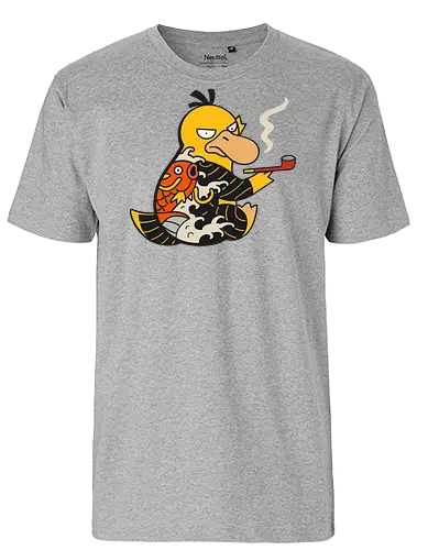 Psyduck Japanese Yakuza Tattoo Pop Culture Art - Psyduck, Pocket, Japanese art, yakuza, tattoo, koi fish, pop culture, mashup, anime, manga, video game, tattoo art, Japanese style, gangster, edgy, quirky, fan art, Pokémon art, retro gaming - Fairtrade T-Shirt