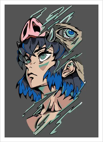  Inosuke Hashibira Unmasked Slayer Anime Art