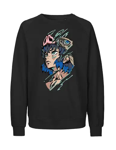  Inosuke Hashibira Unmasked Slayer Anime Art - Inosuke Hashibira, Slayer, Kimetsu no Yaiba, unmasked, boar mask, handsome face, anime, manga, anime art, fan merchandise, Tanjiro Kamado, Zenitsu Agatsuma, Hashibira, shonen, Japanese animation, Inosuke, anime print, iconic, demon slayer corps - Fairtrade Sweatshirt