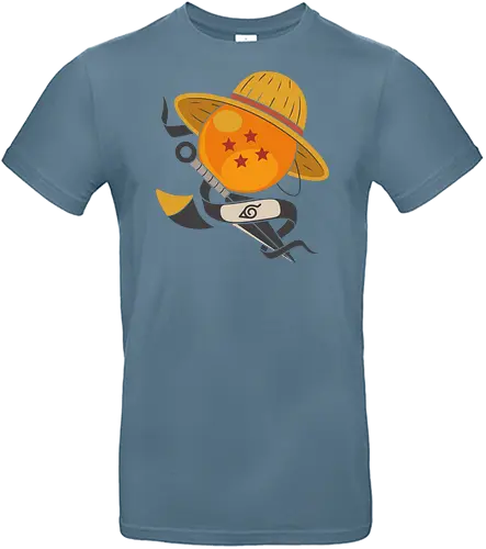 Anime Crossover Dragon Pirate Shinobi Mashup Art - Anime crossover, Dragon, Pirate, Shinobi, shonen, mashup, Dragon Ball Z, Straw Hat, ninja headband, anime art, fan merchandise, Goku, pirate, Naruto Uzumaki, anime fan, fandom, iconic symbols, manga, Japanese animation, epic - Standard T-Shirt