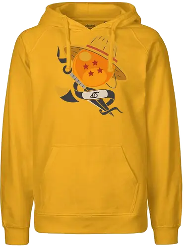 Anime Crossover Dragon Pirate Shinobi Mashup Art - Anime crossover, Dragon, Pirate, Shinobi, shonen, mashup, Dragon Ball Z, Straw Hat, ninja headband, anime art, fan merchandise, Goku, pirate, Naruto Uzumaki, anime fan, fandom, iconic symbols, manga, Japanese animation, epic - Fairtrade Hoodie
