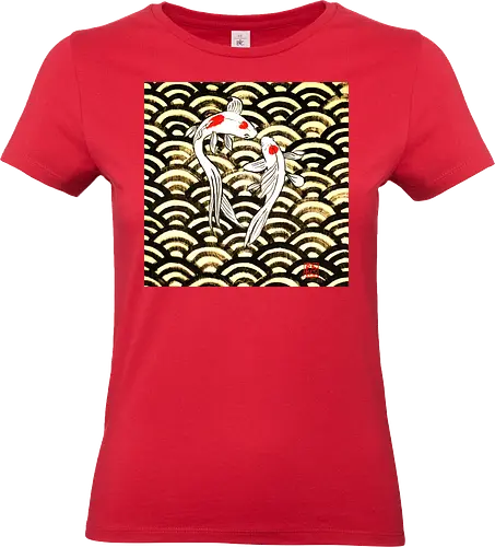 2 koi on wood - koi, carp, fish, sumie, japan, seigaiha - Standard T-Shirt (Frauen)