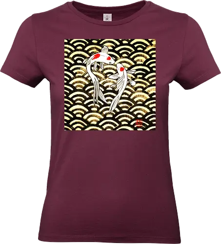 2 koi on wood - koi, carp, fish, sumie, japan, seigaiha - Standard T-Shirt (Frauen)