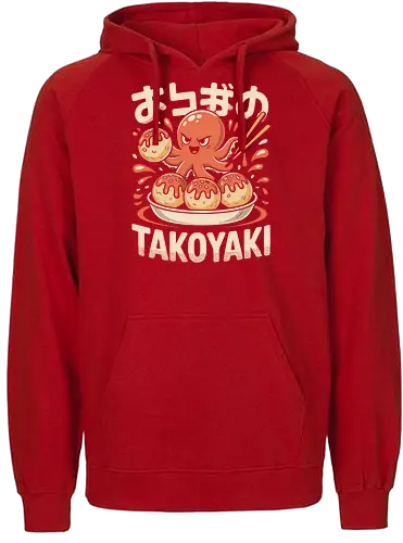 Cute Octopus Takoyaki Japanese Food Art - Takoyaki, octopus, Japanese food, street food, kawaii, cute octopus, food art, Japanese cuisine, food lover, foodie, anime, manga, fun art, unique gift, seafood, Japan, kitchen decor, funny food, Takoyaki art, anime food - Fairtrade Hoodie