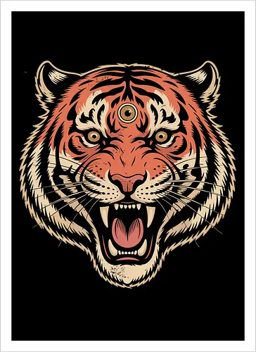 Third Eye Mystical Tiger Head Art Print