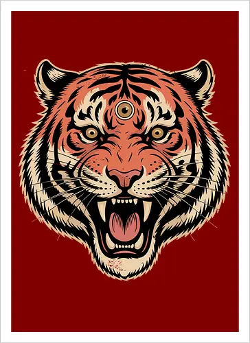 Third Eye Mystical Tiger Head Art Print