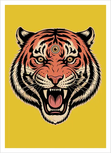 Third Eye Mystical Tiger Head Art Print