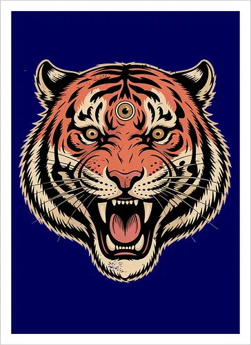 Third Eye Mystical Tiger Head Art Print