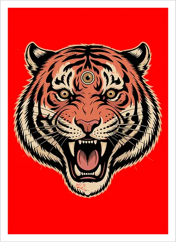 Third Eye Mystical Tiger Head Art Print