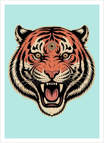 Third Eye Mystical Tiger Head Art Print