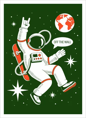 Skateboard Astronaut Space Humor Art