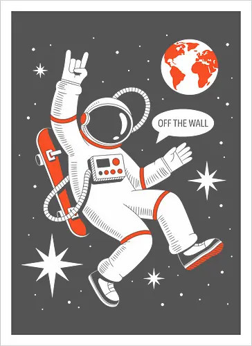 Skateboard Astronaut Space Humor Art