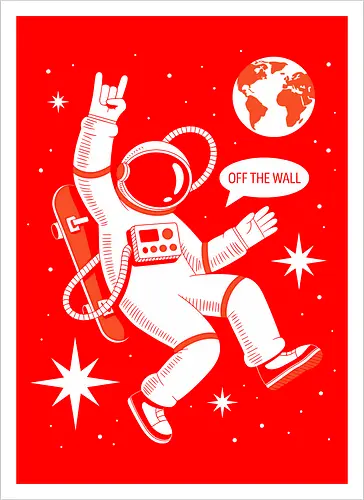 Skateboard Astronaut Space Humor Art