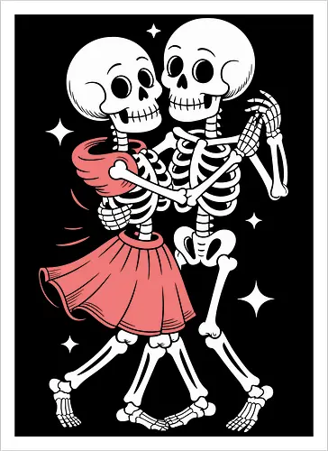 Dancing Skeletons Retro Gothic Romance