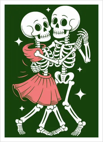 Dancing Skeletons Retro Gothic Romance