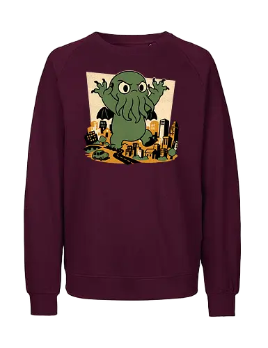 Cthulhu City Destruction - Cthulhu, Call Of Cthulhu, Cute, Cosmic Horror, Cosmic, Hp Lovecraft, Lovecraftian, Lovecraft, Animation, Horror, Vintage, Retro, Old Gods, Ancient Gods, Madness, Destroy - Fairtrade Sweatshirt