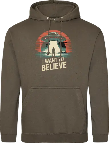 I Want To Believe" UFO Alien Abduction Retro Art