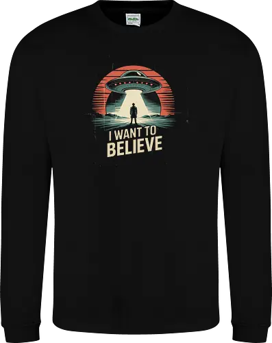I Want To Believe" UFO Alien Abduction Retro Art