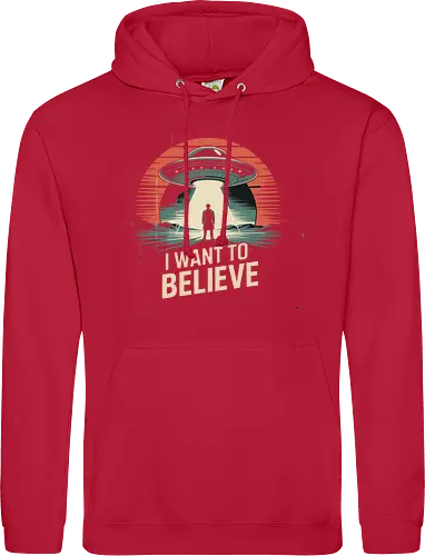 I Want To Believe" UFO Alien Abduction Retro Art