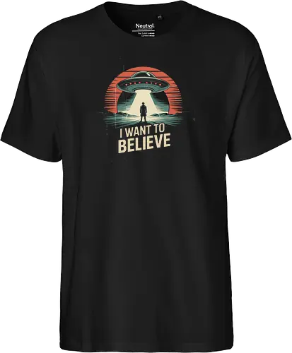 I Want To Believe" UFO Alien Abduction Retro Art
