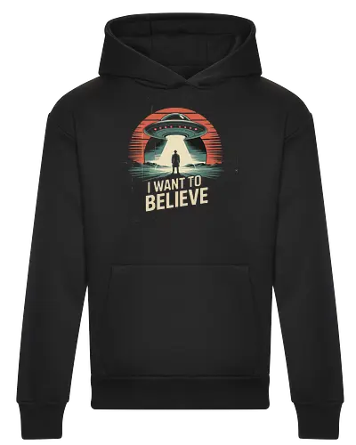 I Want To Believe" UFO Alien Abduction Retro Art