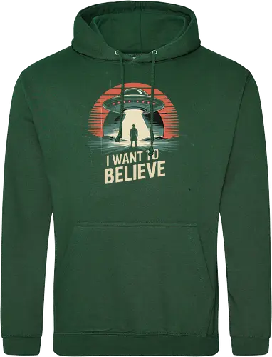 I Want To Believe" UFO Alien Abduction Retro Art