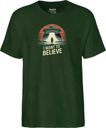 I Want To Believe" UFO Alien Abduction Retro Art
