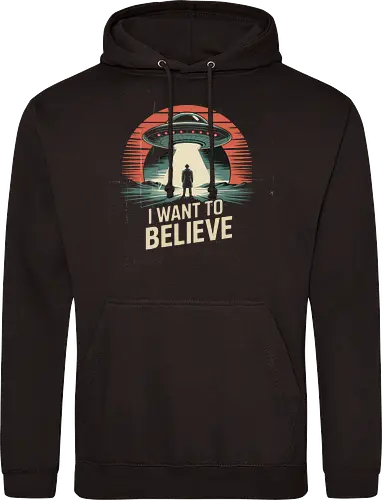 I Want To Believe" UFO Alien Abduction Retro Art