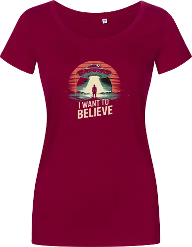 I Want To Believe" UFO Alien Abduction Retro Art