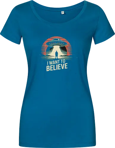 I Want To Believe" UFO Alien Abduction Retro Art