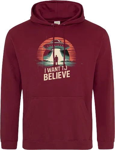 I Want To Believe" UFO Alien Abduction Retro Art