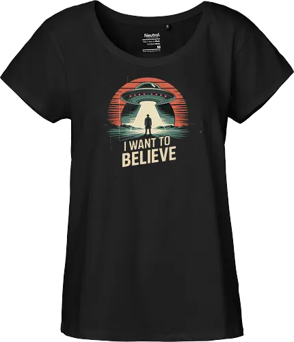 I Want To Believe" UFO Alien Abduction Retro Art