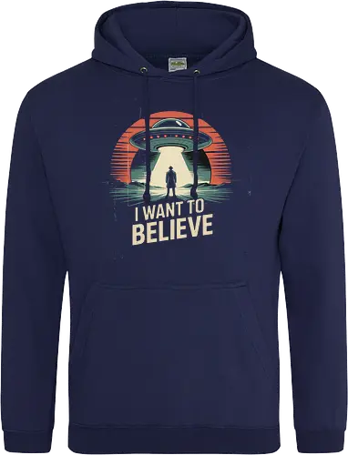 I Want To Believe" UFO Alien Abduction Retro Art