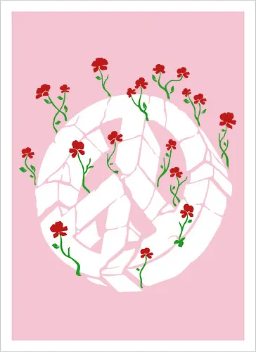 Peace Through Flowers Broken Peace Sign Art
