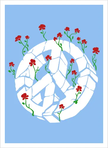Peace Through Flowers Broken Peace Sign Art
