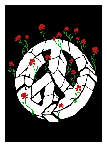 Peace Through Flowers Broken Peace Sign Art