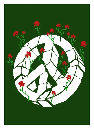 Peace Through Flowers Broken Peace Sign Art