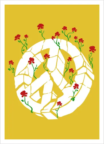 Peace Through Flowers Broken Peace Sign Art