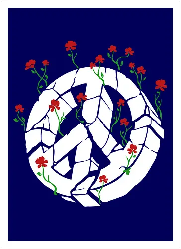 Peace Through Flowers Broken Peace Sign Art